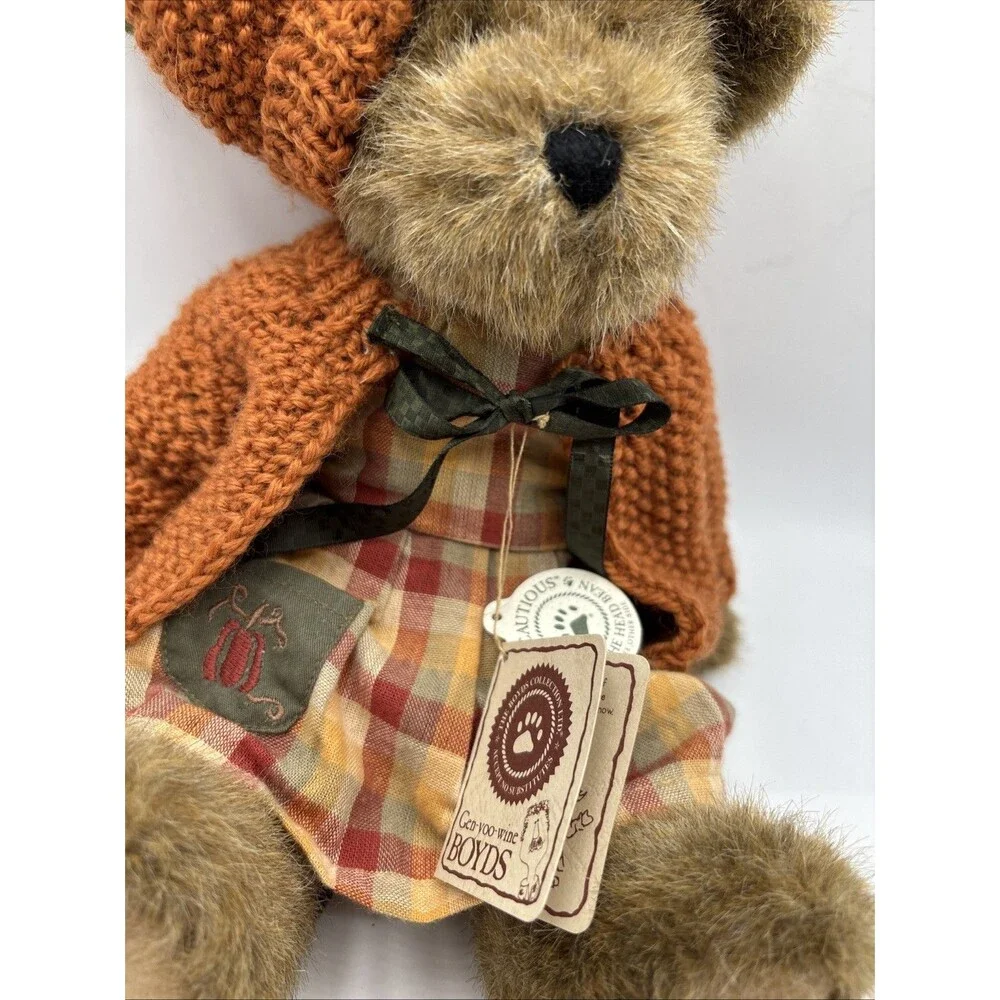 RETIRED Boyd’s Bear Hazel Q. Punkinbeary Stuffed Bear 2002 Jointed Autumn NWT